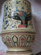 Antik német majolika kupa, 1800-as évek,22 cm,repedt