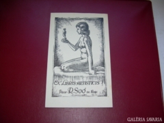Erotikus ex libris Várkonyi Károly, jelzett,pecséttel is